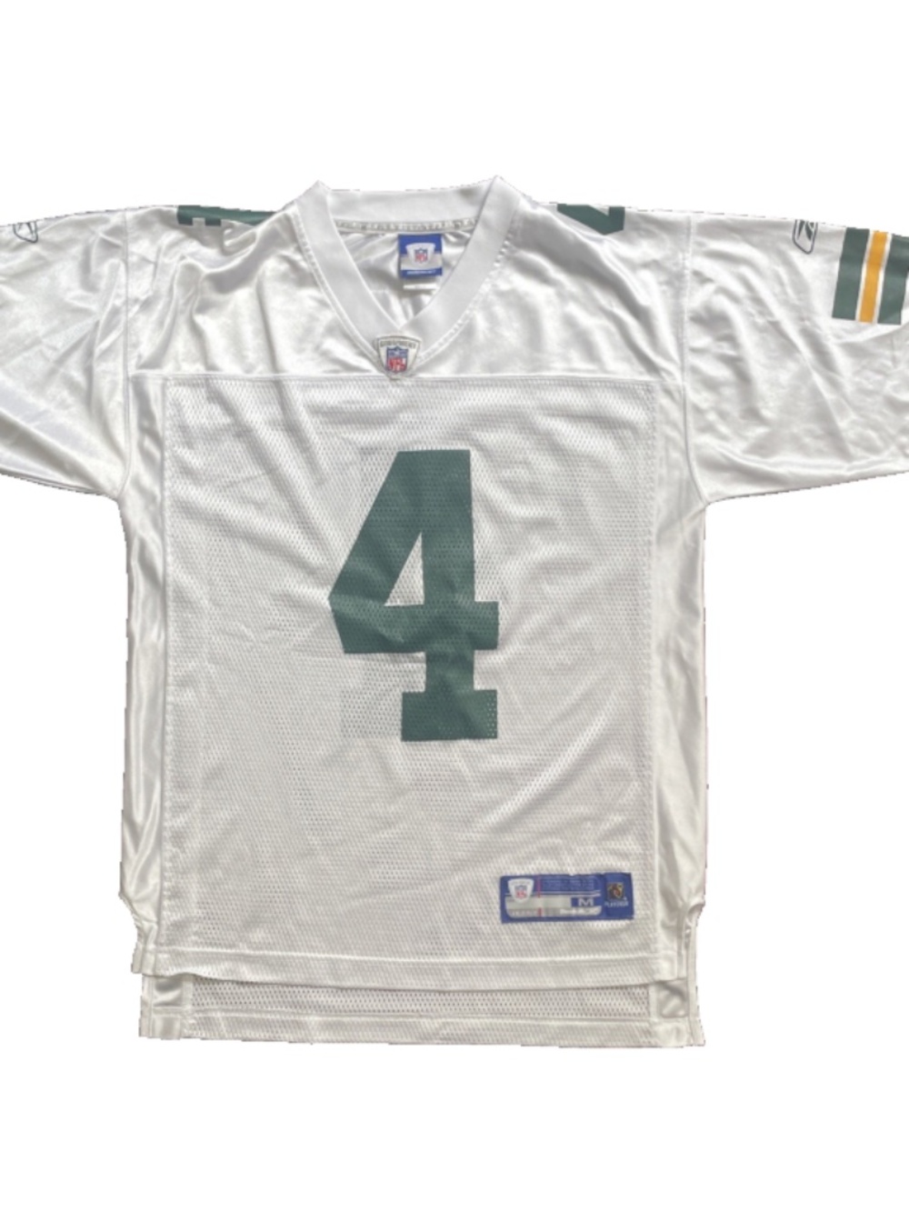 Green Bay Packers Brett Favre #4 Reebok white Jersey NFL football Mens MEDIUM